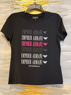 LIKE NEW!! Emporio Armani Graphic Logo Tee - Size Large - Black